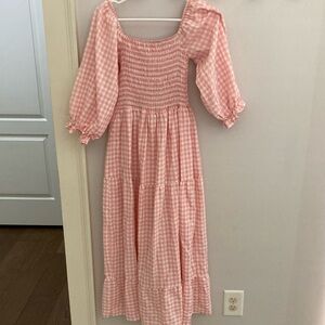 Pink Gingham Long Dress